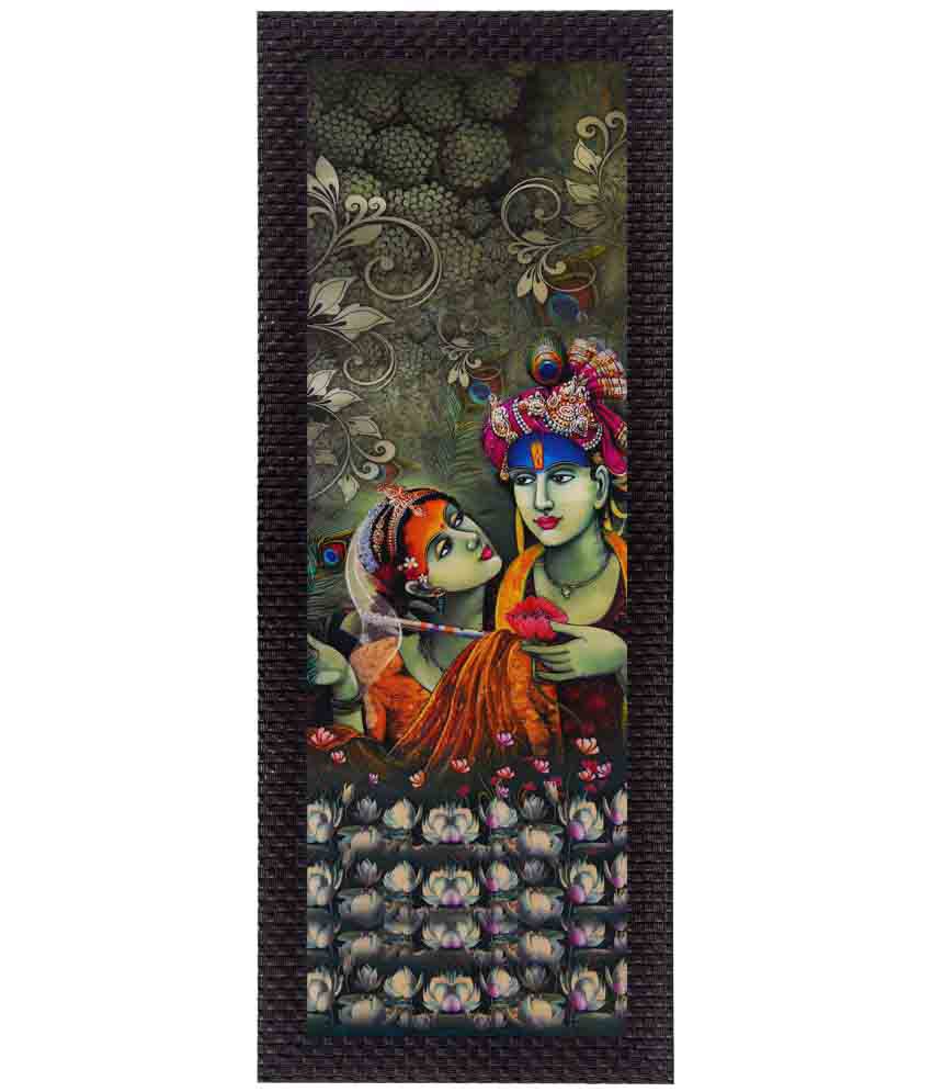     			eCraftIndia Radha Krishna Satin Matt Texture UV Art Wood Painting With Frame Single Piece