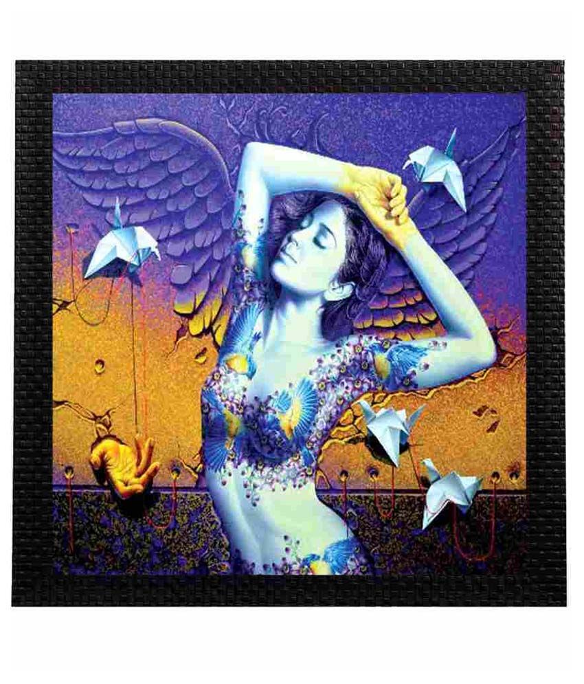     			eCraftIndia Beautiful Lady Satin Matt Texture UV Art Wood Painting With Frame Single Piece