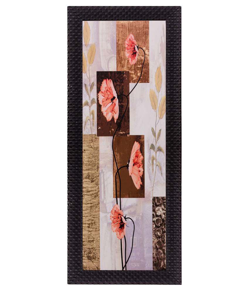     			eCraftIndia Botanical Floral Satin Matt Texture Framed UV Art Wood Painting With Frame Single Piece