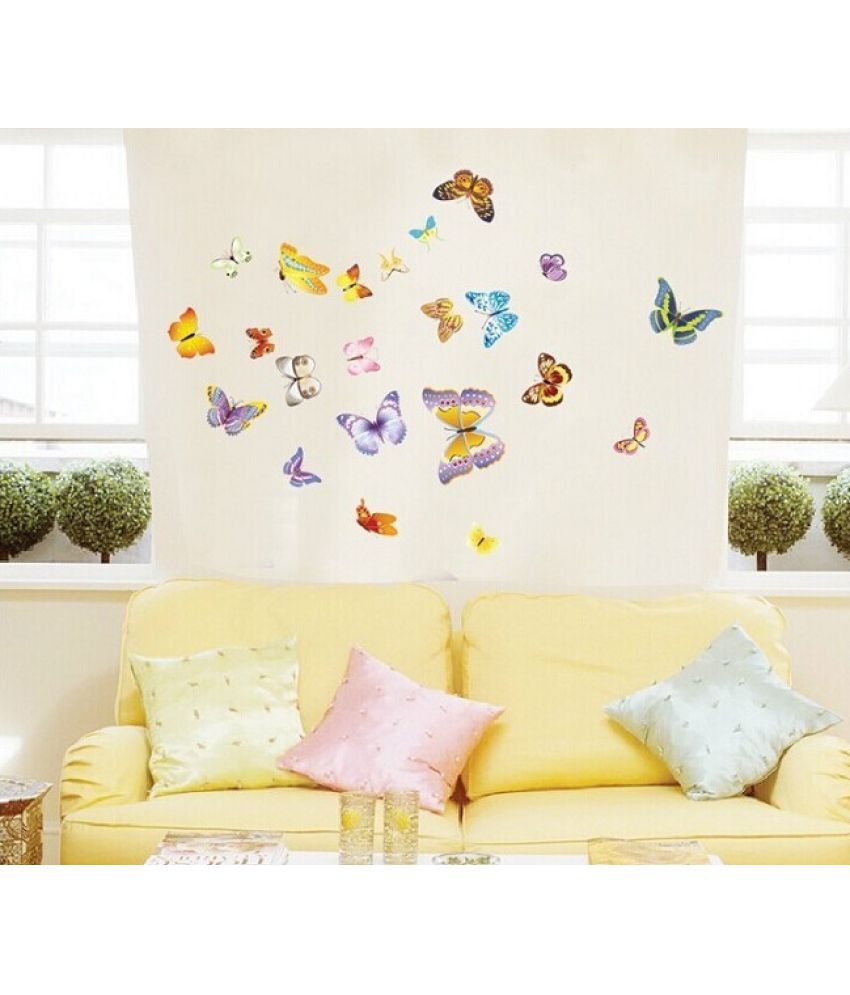     			Jaamso Royals Butterfly Multicolour PVC Multicolour Wall Sticker - Pack of 1
