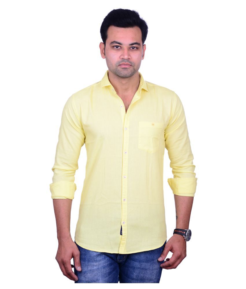 yellow colour shirt matching jeans