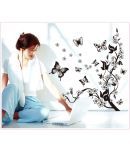 Jaamso Royals Black Butterfly Nature PVC Black Wall Stickers