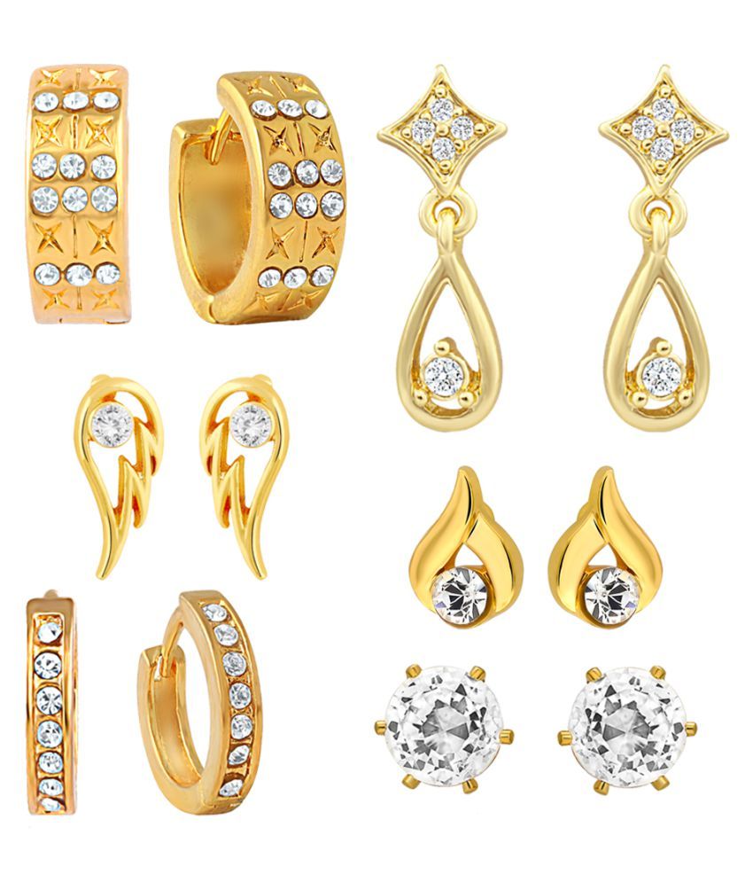 Mahi Gold Plated Bali & Stud Earrings with CZ For Women CO1104568G