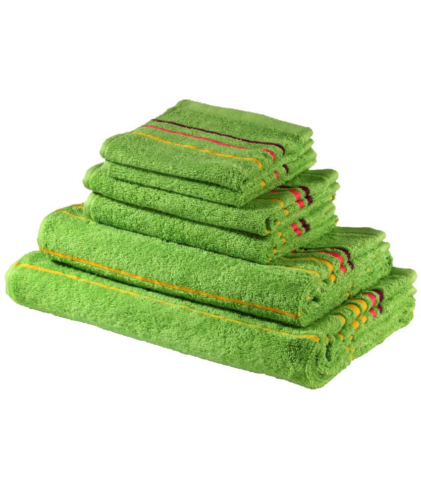     			Trident Set of 6 Towel Set Green Bath+Hand+Face Towel Set