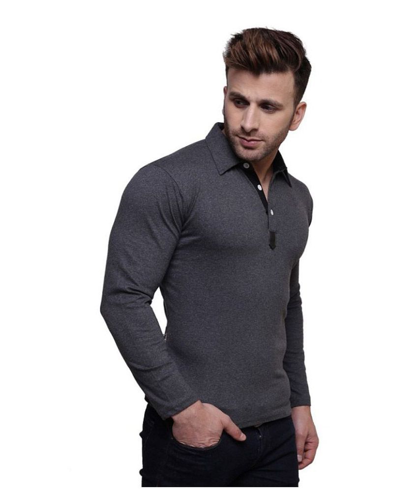 Leana Grey Regular Fit Polo T Shirt - Buy Leana Grey Regular Fit Polo T ...