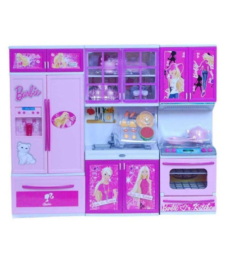 pink barbie kitchen set