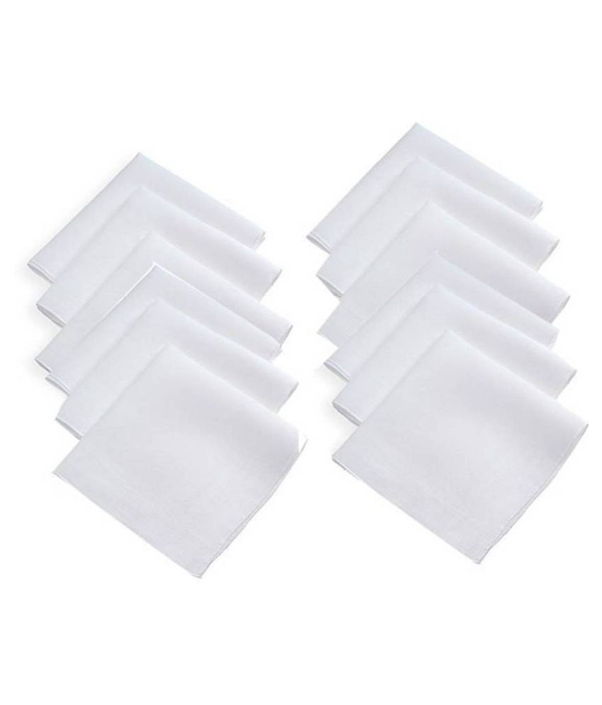     			Tahiro White Cotton Hankerchiefs - Pack Of 12