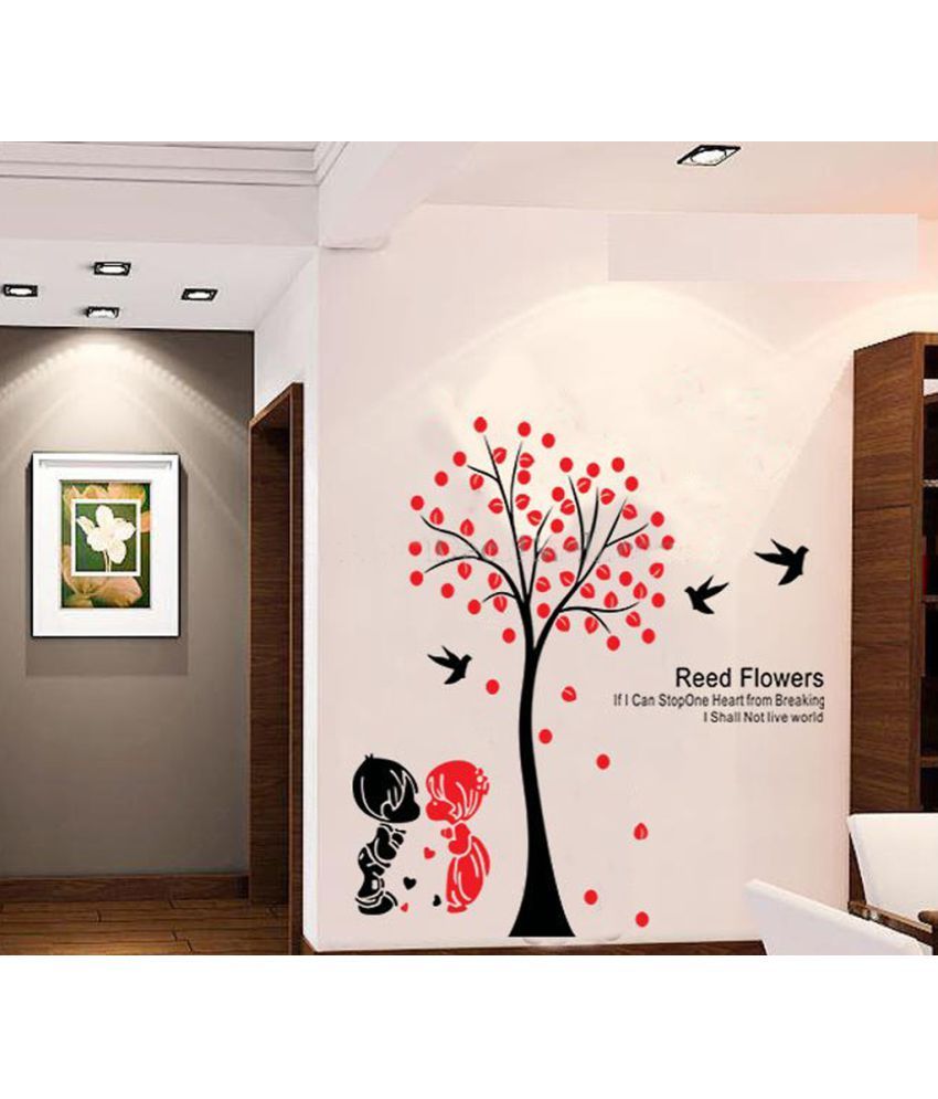     			Decor Villa Reed Flowers PVC Vinyl Multicolour Wall Stickers