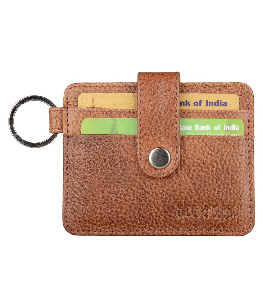     			Hide&Sleek RFID Protected Tan Genuine Leather Card Holder