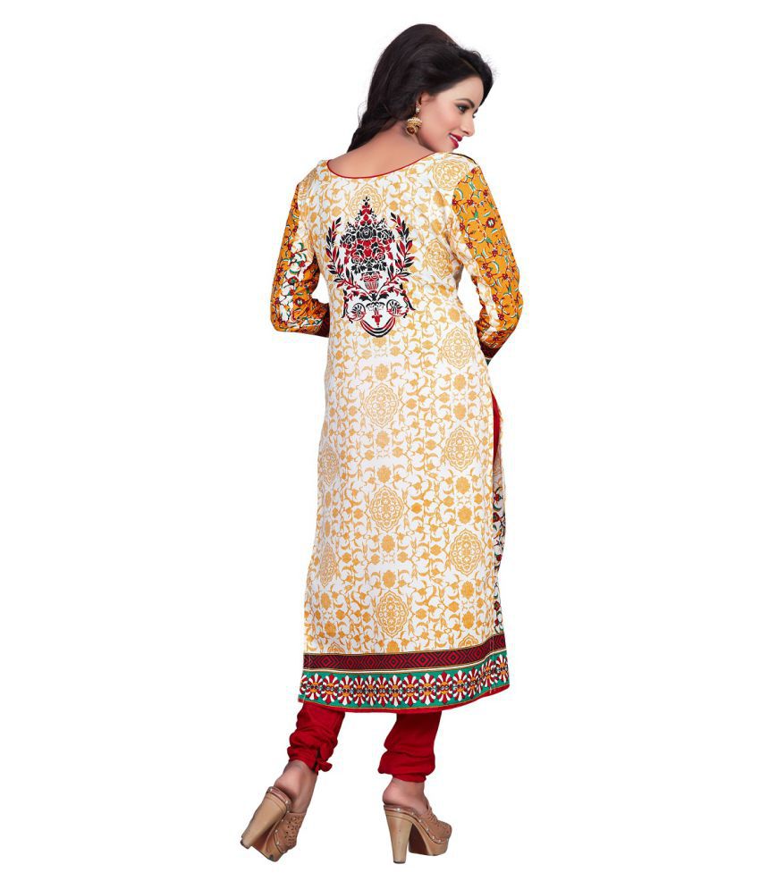 Mastani White And Red Cotton Dress Material Buy Mastani White And Red