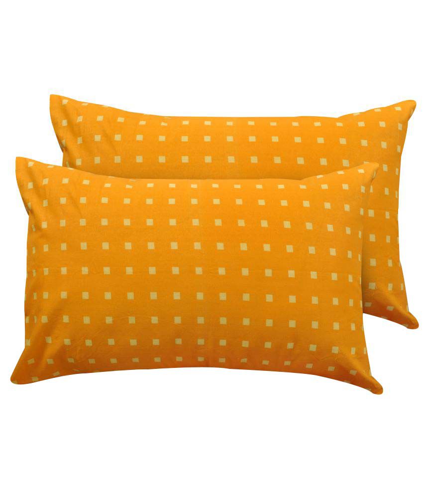     			Ahmedabad Cotton Pack of 2 Orange Pillow Cover