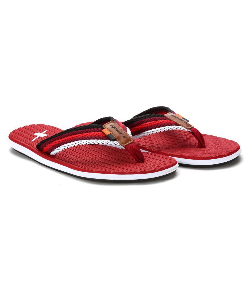 sparx red black slippers 