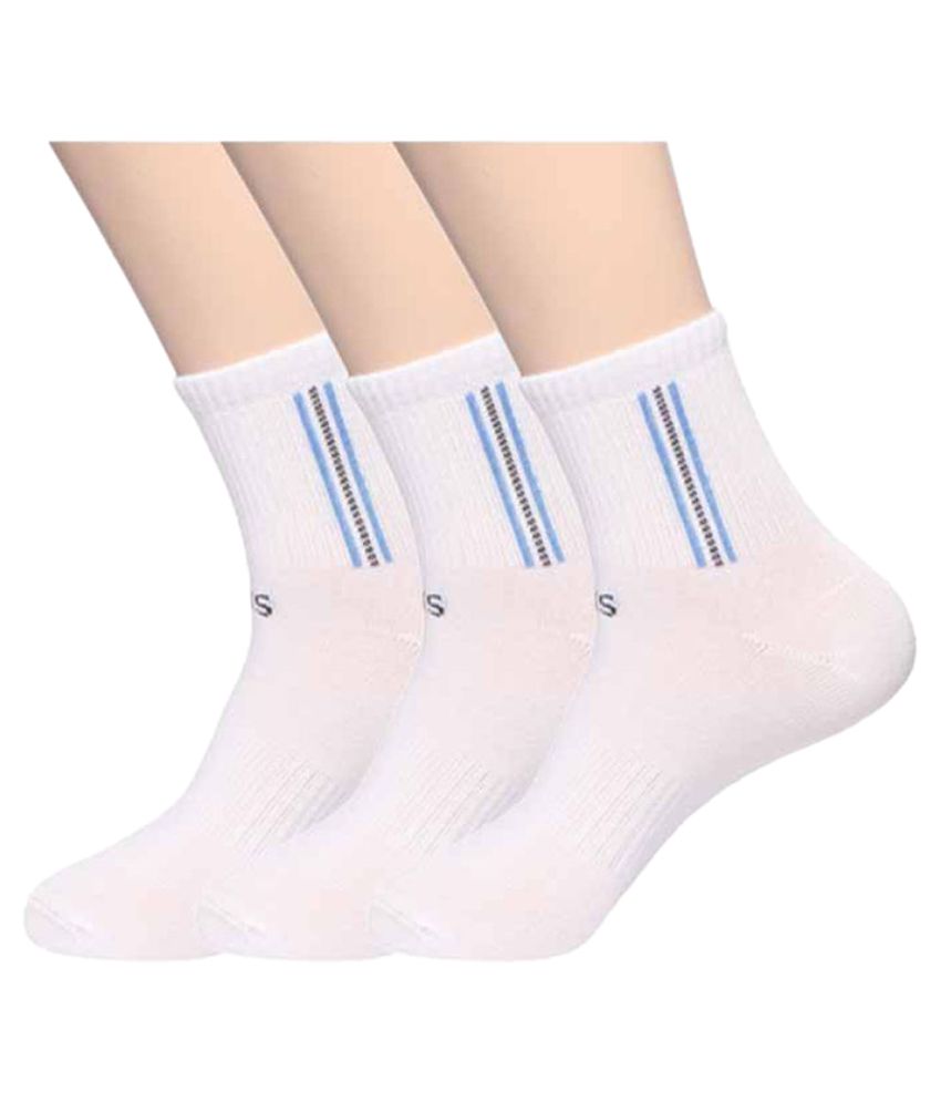     			Hans White Sports Mid Length Socks