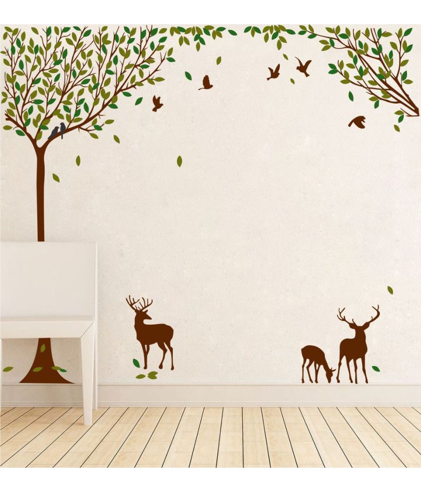     			Decor Villa Tree animal PVC Multicolour Wall Sticker - Pack of 1