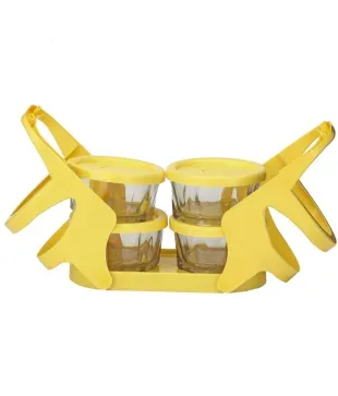 Somil Yellow Virgin Plastic Lunch Box 4 containers