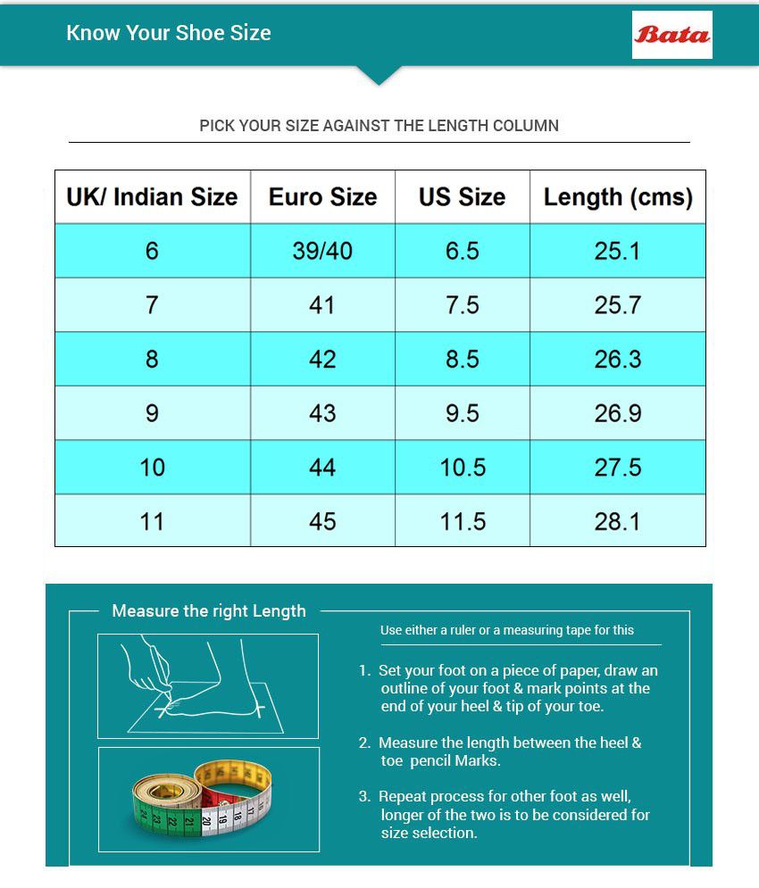 Mens Footwear Size Chart India