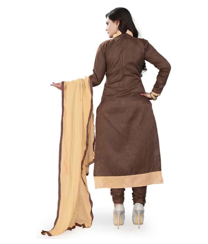 Rudra Fashion Brown Bangalore Silk Dress Material Buy Rudra Fashion