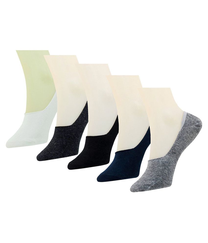     			Tahiro Plain MultiColour Cotton Footies Loafer Socks - Pack Of 5