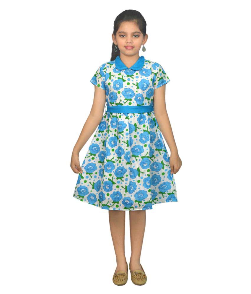 Ssmitn Multicolour Cotton Blend Knee Length Party Frock for Girls - Buy Ssmitn Multicolour 