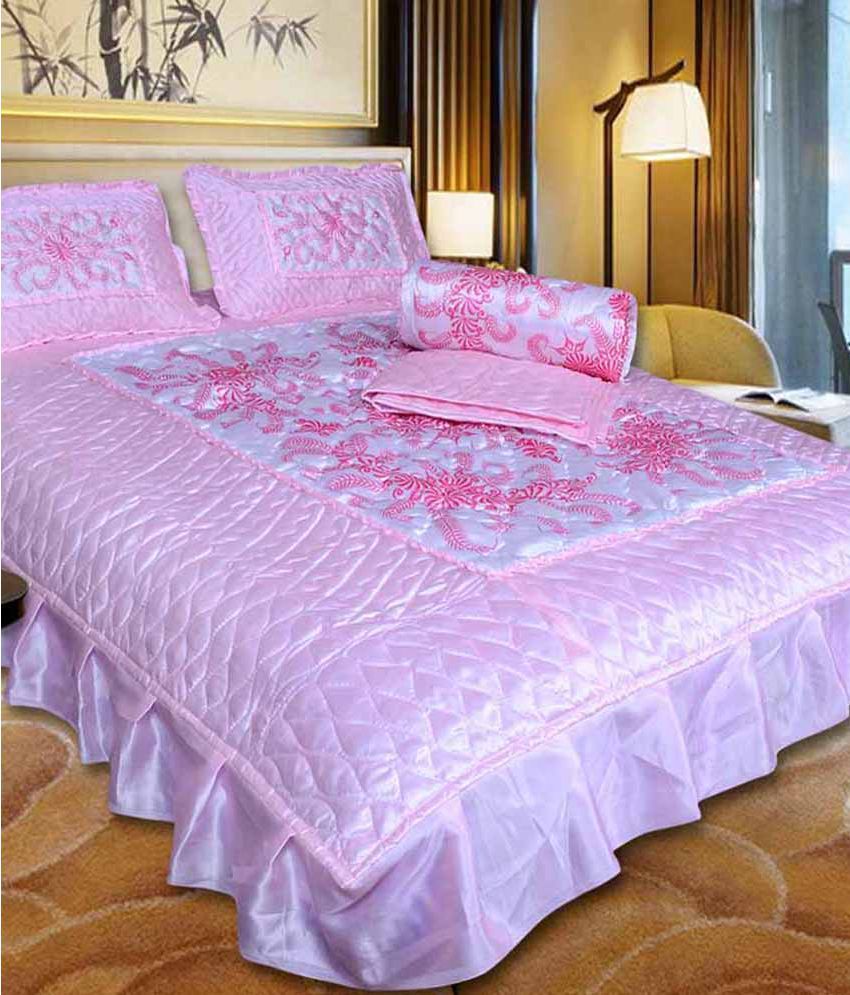 Fashionadobe Double Satin Plain Pink Bedding Set Set of 4 Buy