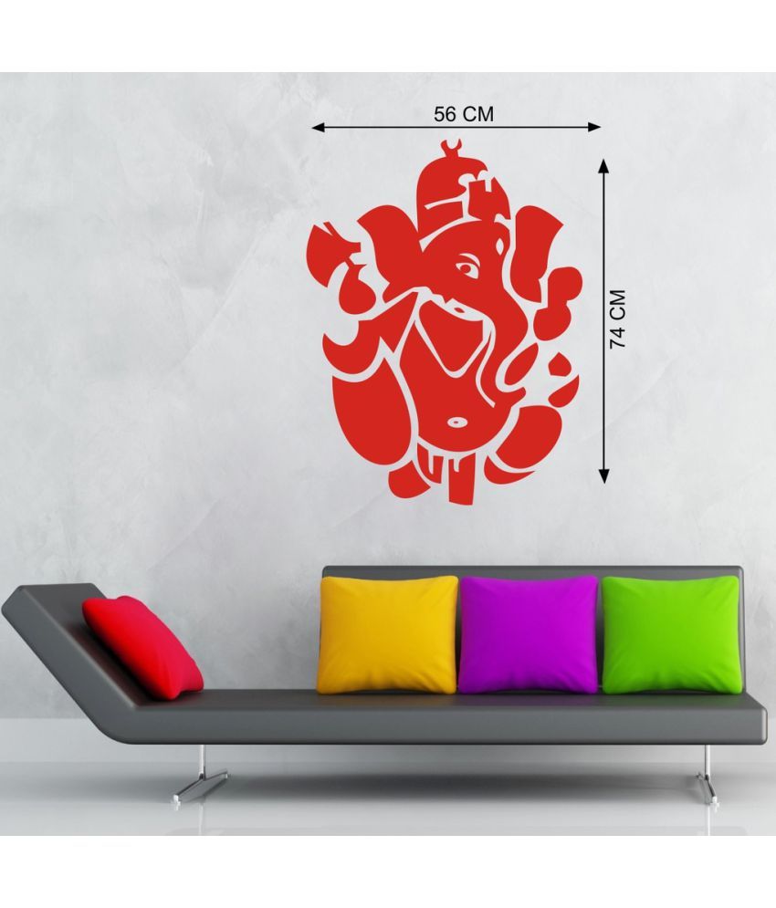 Creatick Studio Ganesha PVC Vinyl Red Wall Sticker Pack of 1 Buy