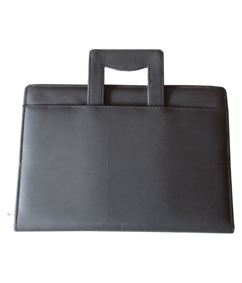Furious3D Black Leather Portfolio Document Bag With Adjustable Handle ...