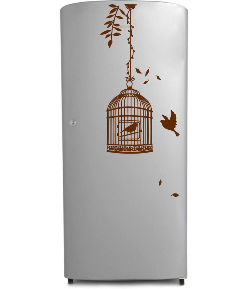     			Decor Villa Fly Bird Cages PVC Refrigerator Sticker - Pack of 1