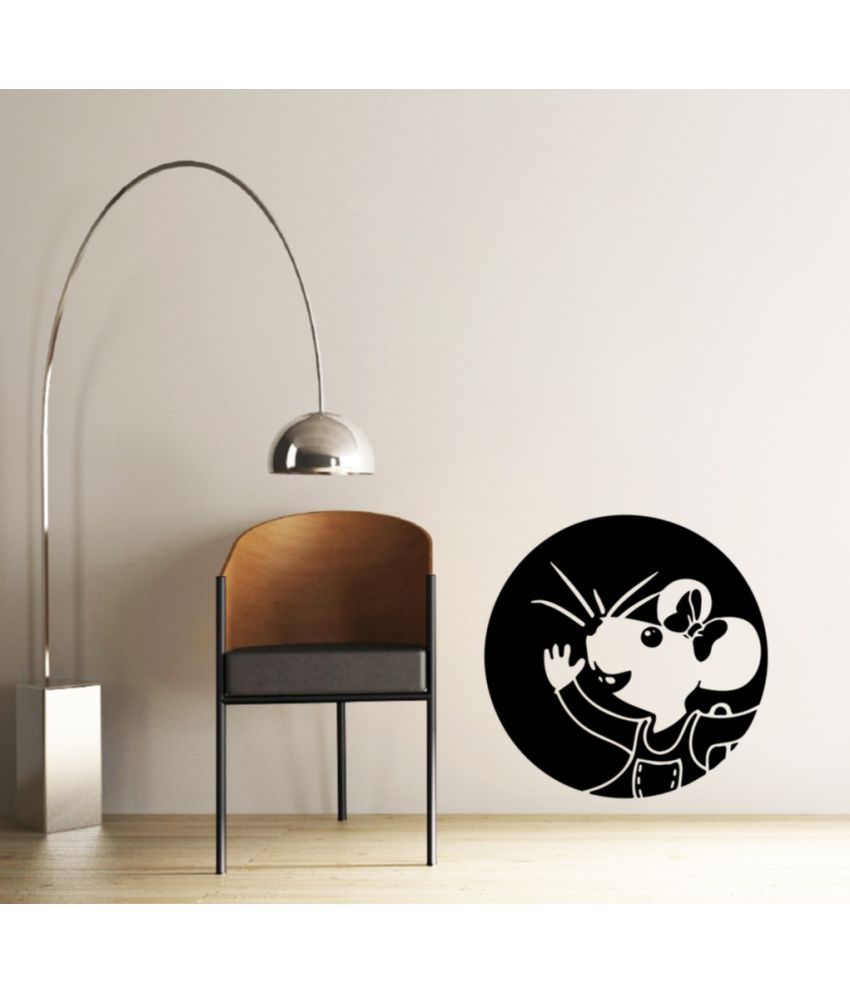     			Decor Villa Mouse Mail PVC Black Wall Sticker - Pack of 1