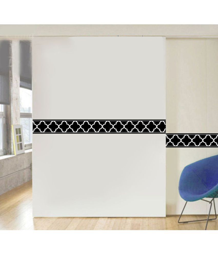     			Decor Villa Black Pattern PVC Multicolour Border Sticker - Pack of 1