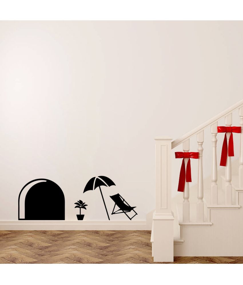    			Decor Villa Mouse hole cloth on out side view PVC Black Wall Sticker - Pack of 1
