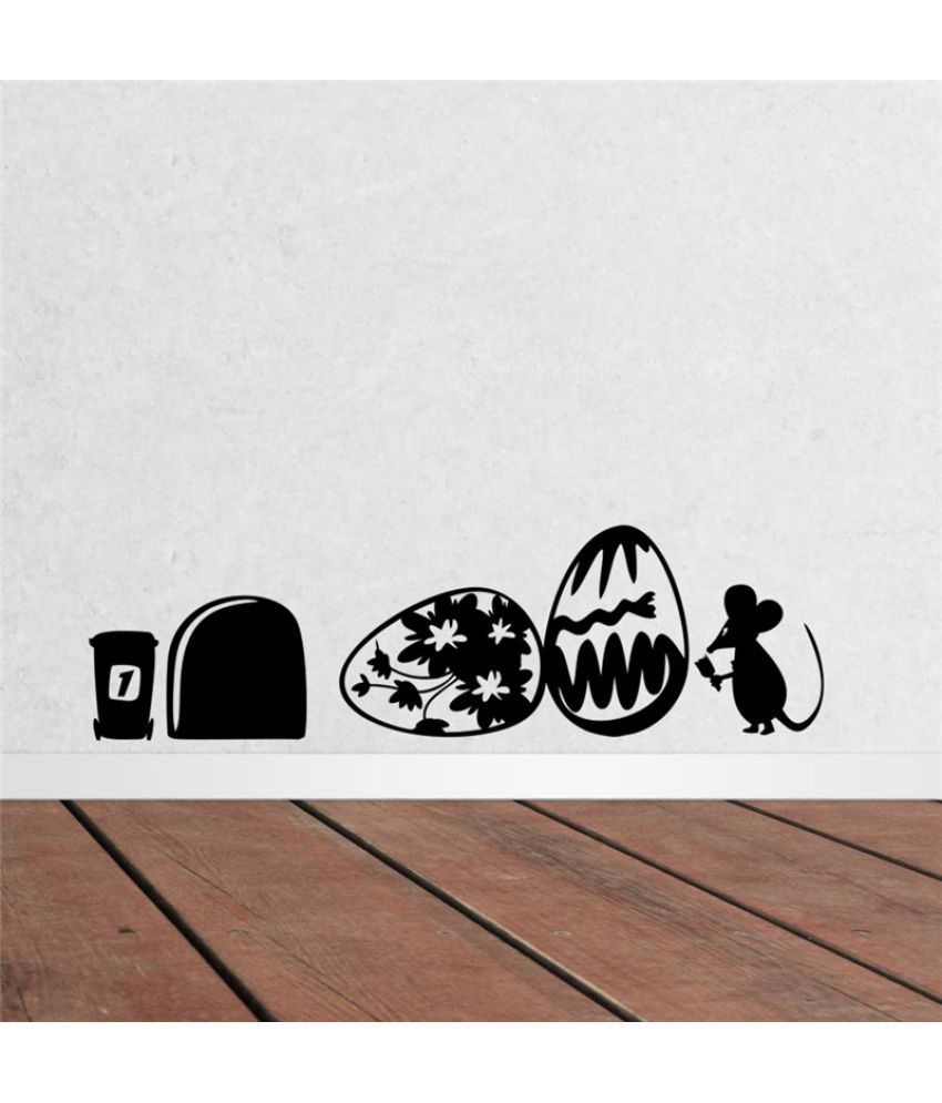     			Decor Villa Mouse in love PVC Black Wall Sticker - Pack of 1