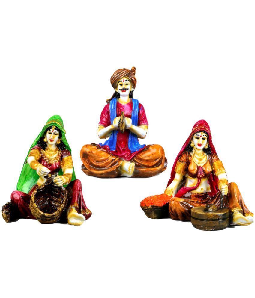 Kavya Home Decor Resin Rajsthani marwadi pair of 3 Wall Sculpture Multi Pack of 3