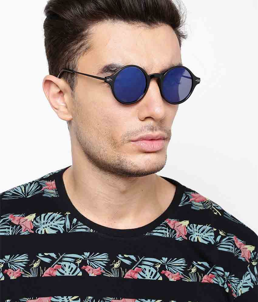 blue round sunglasses men