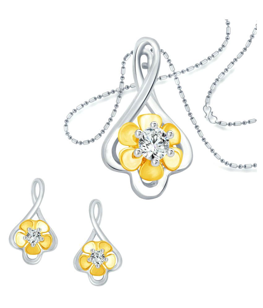     			Vighnaharta Daisy Flower Solitaire CZ Rhodium Plated Alloy Pendant set for Women and Girls -[VFJ6006PSET]