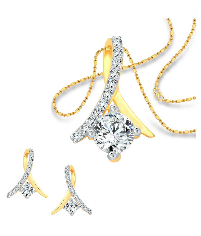     			Vighnaharta Valentine Attractive Solitaire CZ Gold and Rhodium Plated Alloy Pendant set for Women and Girls -[VFJ6005PSET-G]