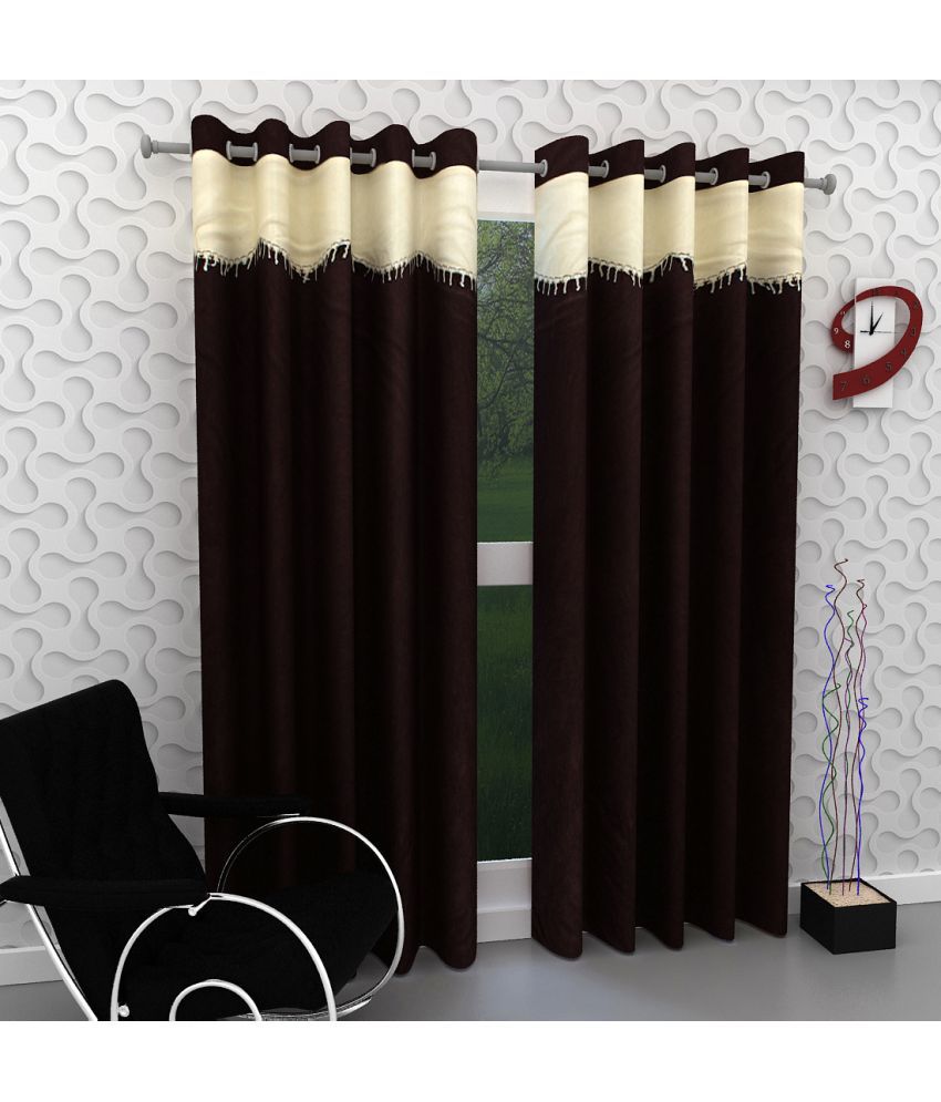     			Tanishka Fabs Solid Semi-Transparent Eyelet Curtain 5 ft ( Pack of 2 ) - Brown