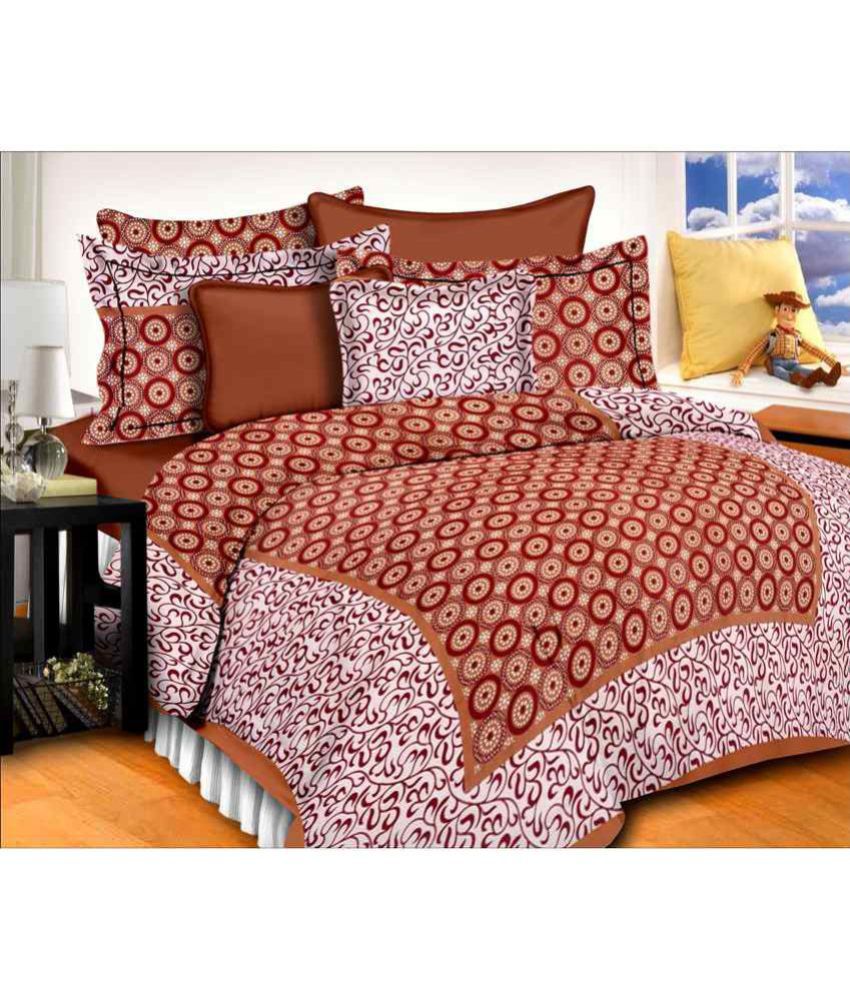     			Uniqchoice Double Cotton Multicolor Abstract Bed Sheet