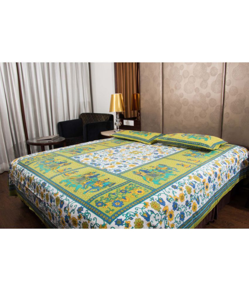     			Uniqchoice Double Cotton Multicolor Traditional Bed Sheet