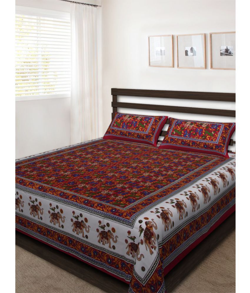     			UniqChoice Double Cotton Multicolor Traditional Bed Sheet