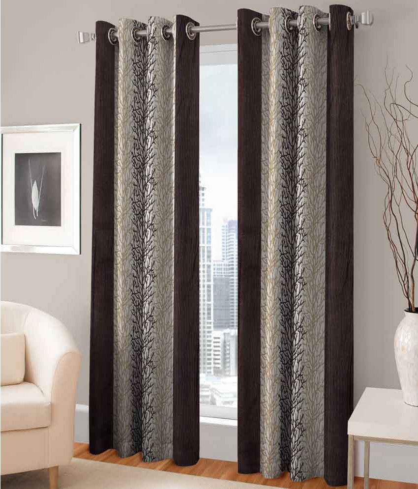     			Fashion Fab Set of 2 Door Eyelet Curtains Printed Multi Color