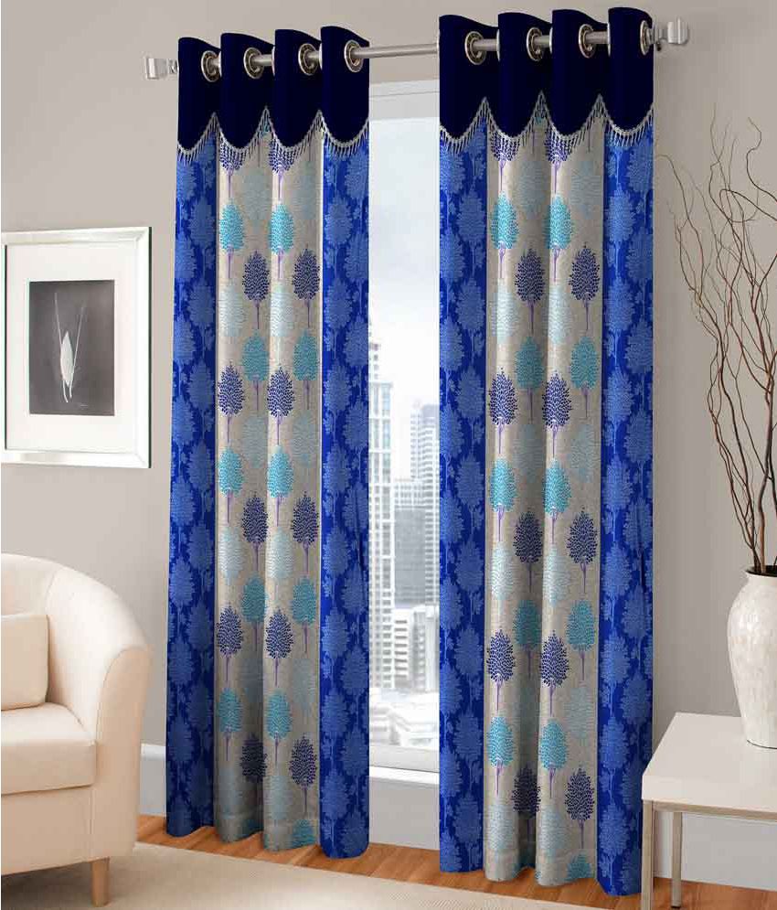    			Fashion Fab Set of 2 Door Eyelet Multi Color Printed Curtains