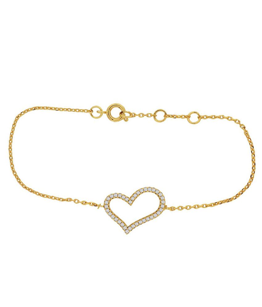     			Spargz Contemporary Heart Daily Wear Gold Color Alloy Metal Cubic Zircon Studded Bracelet For Women AIBR 022