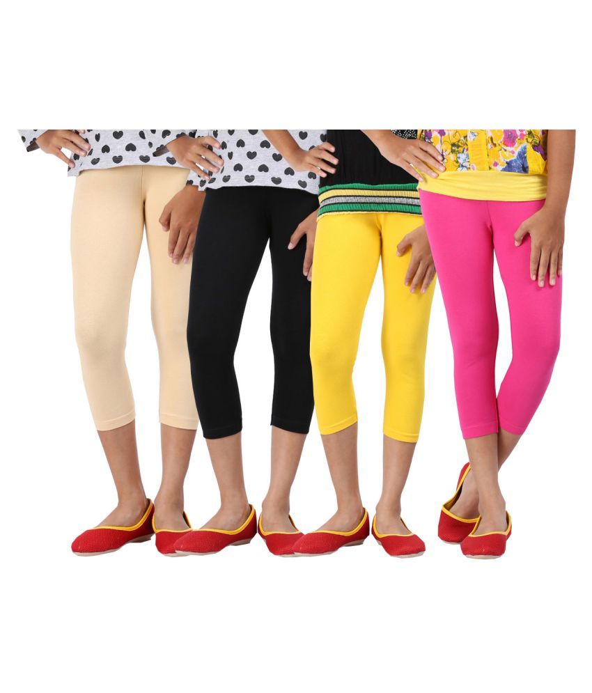     			FUCSHIA,BEIGE AND BLACK COLOURS CAPRI LEGGINGS FOR GIRLS