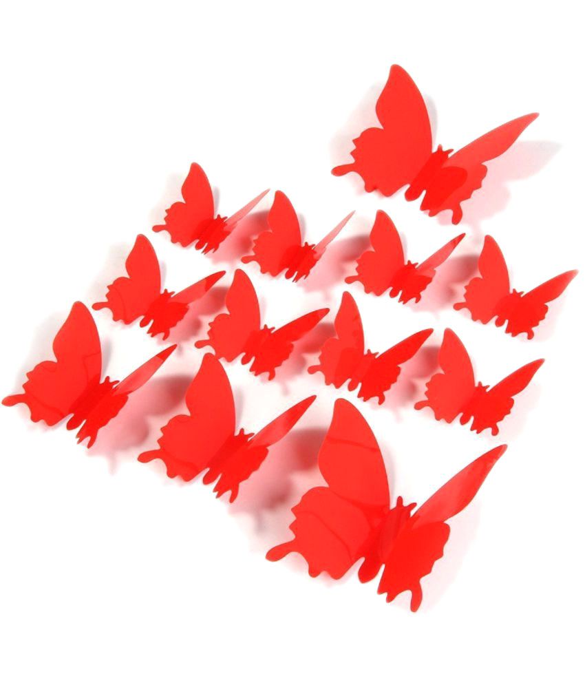     			Jaamso Royals Red Butterfly PVC Red Wall Sticker - Pack of 1