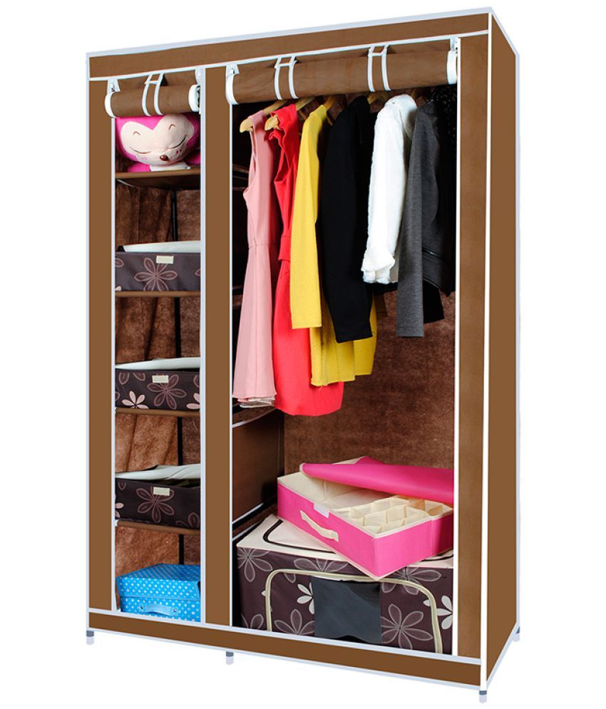 Kawachi Elegant DoubleSided Foldable Canvas WardrobeK1Brown Buy