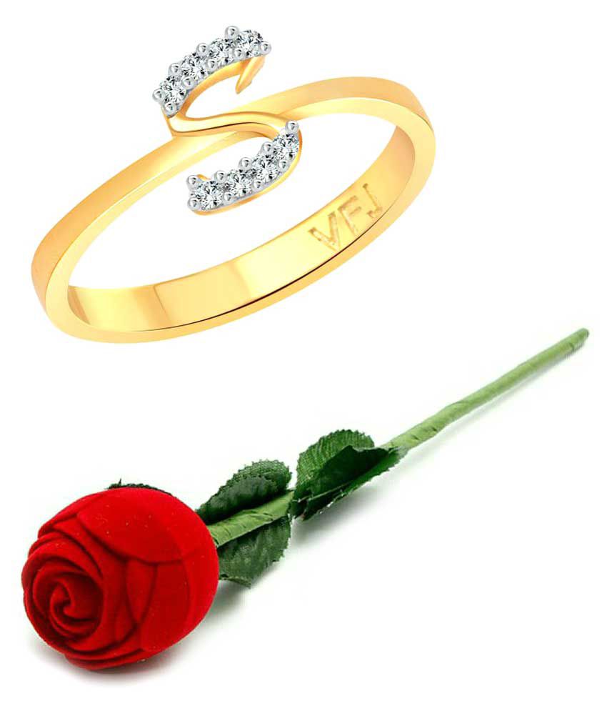 Vighnaharta Initial S Letter With Rose Cz Gold And Rhodium Plated Alloy Finger Ring For Girls And Women Vfj1191rose G10 Buy Vighnaharta Initial S Letter With Rose Cz Gold And Rhodium Plated