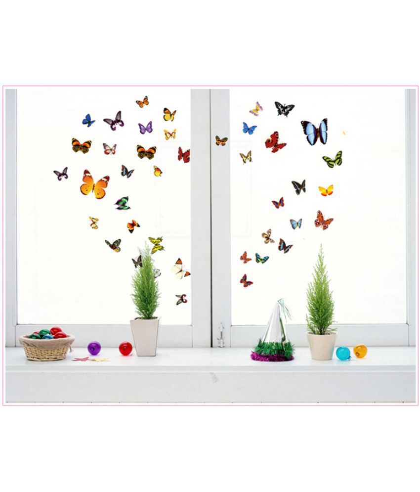     			Jaamso Royals 2D Butterfly PVC Vinyl Multicolour Wall Sticker - Pack of 1
