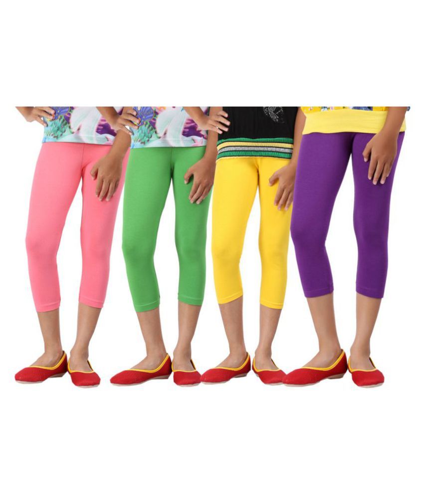     			GREEN,LTPINK AND PURPLE COLOURS CAPRI LEGGINGS FOR GIRLS