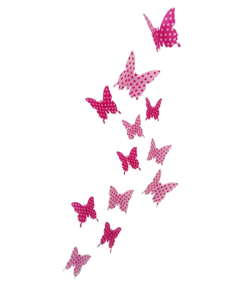     			Jaamso Royals 3D Butterfly PVC Vinyl Pink Wall Sticker - Pack of 1