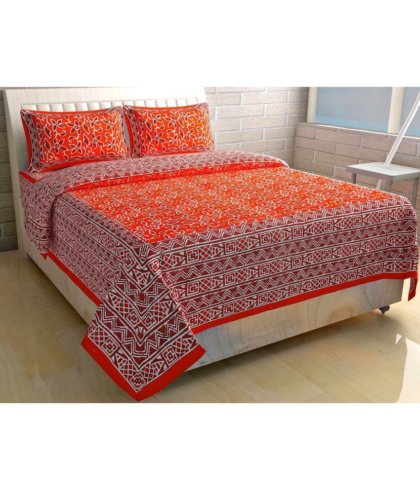 Metro Living Double Cotton Red Printed Bed Sheet Buy Metro Living